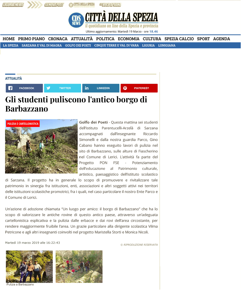 Gli studenti puliscono lantico borgo di Barbazzano